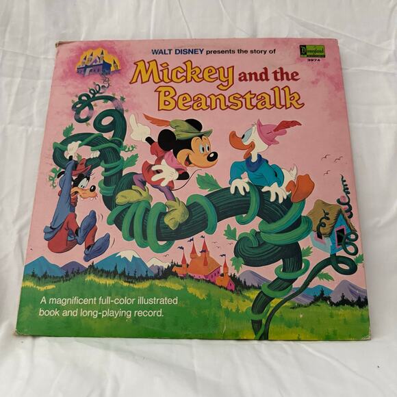 The Story Of Mickey And The Beanstalk Vinyl LP and Book 1968 Disneyland 3974 - Picture 1 of 9